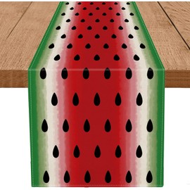 GPGHE Summer Table Runner Watermelon Long Table Runners 13x36 Inch Seasonal Holiday Party Supplies Kitchen Dining Table Home Decor