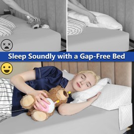 Kayfia Kayfia Full Size Bed Wedge Pillow for Headboard Bed Gap Filler with Pocket Close Gap (0-8") Prevent Pillow Loss Triangle Foam Mattress Filler for Gap Between Wall and Mattress (White, 54"x10"x6")