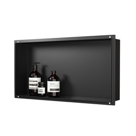 Bernkot Stainless Steel Shower Niche 24" X 12" Matte Black No Tile Needed Niche Shower for Bathroom Storage Recessed Wall Niches Bathroom Shelf Flush Mounted Installation
