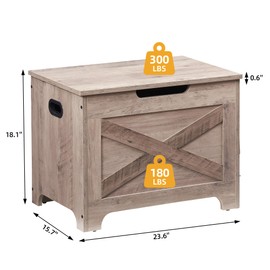 coucheta Storage Chest, Farmhouse Storage Trunk, Wooden Entryway Storage Bench with Safety Hinge and Lift-Top for Entryway, Living Room, Grey