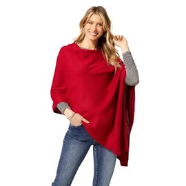 Coco + Carmen Womens Poncho - Red, One Size, Womens, Female, Poncho, Casual, Acrylic, Polyester, Straight, Pull On, Hooded Neck, Unlined, Not Water Resistant, Women