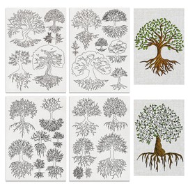 BENECREAT - 4 hojas de 24 piezas de árboles de la vida, bordado soluble en agua, ramas de 11.7 x 8.3 pulgadas, estabilizador de papel de bordado para camisas, abrigos y bolsas