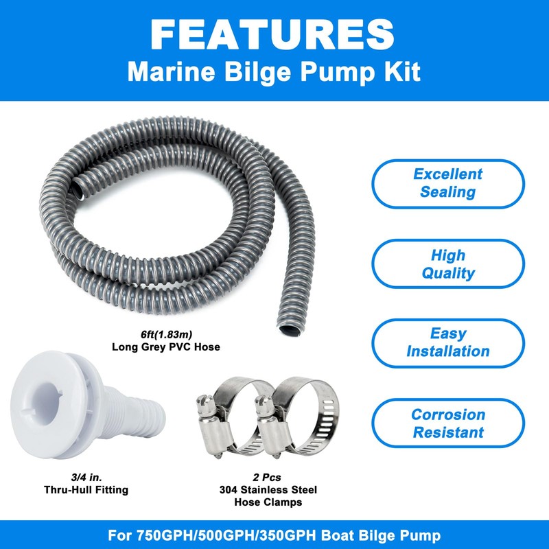 Sanuke Bilge Pump Hose Installation Kit, 3/4 Inch Dia Bilge