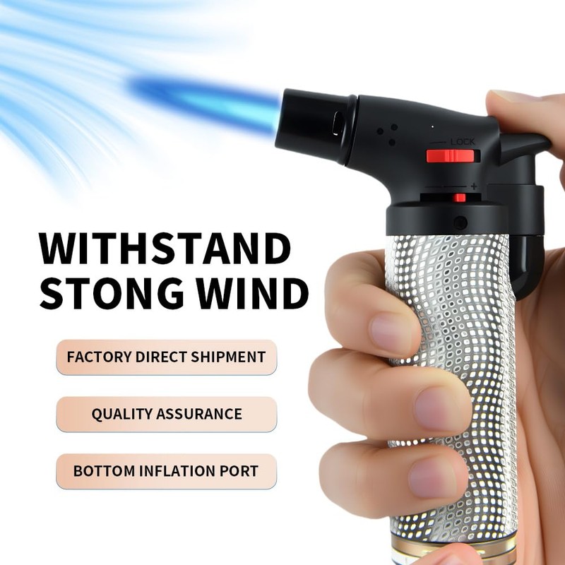Taughch 5 Pack Butane Torch Lighter Set, Refillable, Jet Flame,Windproof,Adjustable