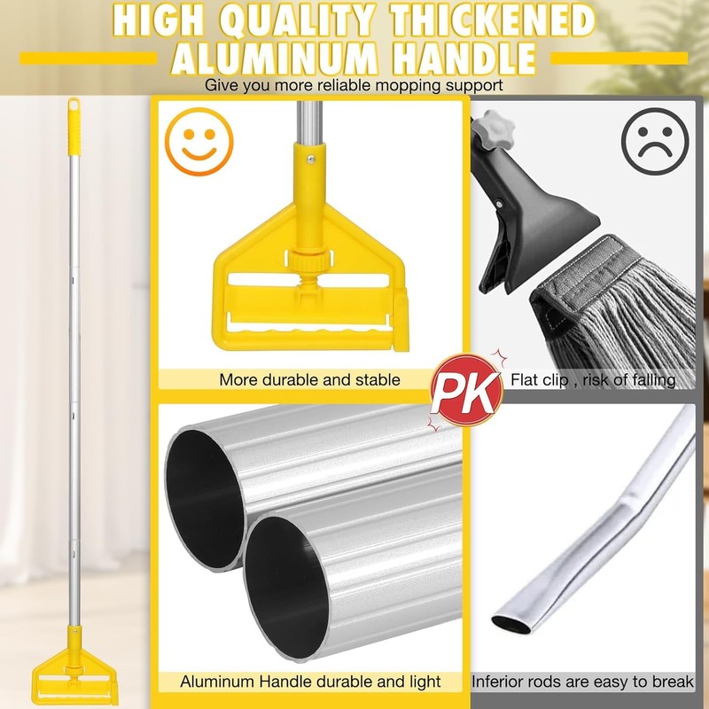 Commercial Mop Handle Heavy Duty,58" Industrial Mop Stick,Wet Mops Head