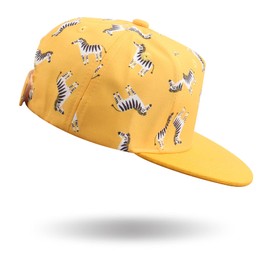 PEECABE Kids Baseball Hat Novelty Flat Brim Toddler Sun Hat Boys Girls Trucker Cap Spring Summer (Yellow Zebra, 2-4T)