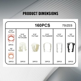 Lyxheth 160PCS Car Fuel Line Clips, Fuel Line Connector, 7 Size Nylon Fuel Line Repair Kit Replacement 3/8" & 5/16" Fuel Line Clamp, Fuel Line Hose Pipe Retainer Car Accessories for Ford GM (160PCS)