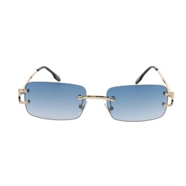 FLAWLESS EYEWEAR Men Women Classy Elegant Sophisticated Style Clear Lens EYE GLASSES Gold Rimless Frame (Blue, 55)