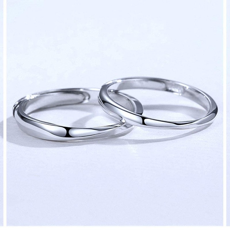 Rockyu 925 Silver Matching Ring, Pink Gold, Silver, Mobius Design,