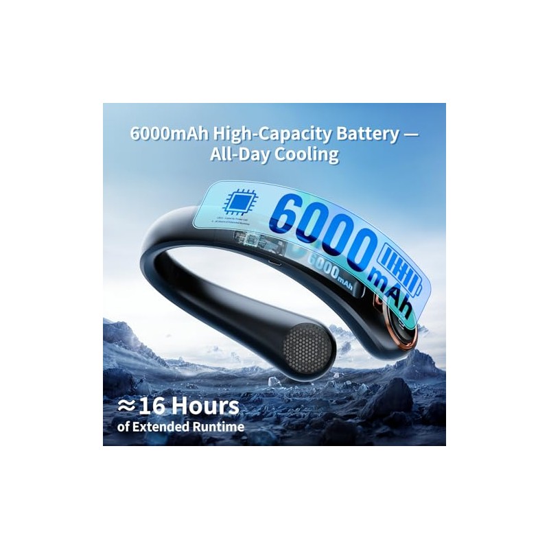BNBZ Portable Neck Fan with LED Display and 360° Cooling