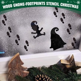 Axinyijia Set of 4 Gnome Footprints Gnome Accessories, Wooden Gnome Stencil Set for Windows Christmas Gnome Accessories Footprint Stencil