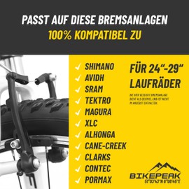 BikePeak V-Brake Shoes Matter High 70 mm - 2 Pairs of Brake Pads Compatible with Top Brands - Durable All-Weather Brake Pads for Reliable Braking Performance