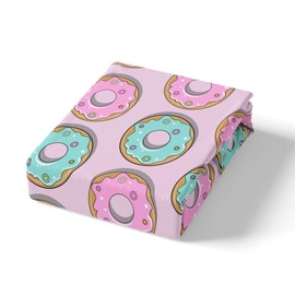 Feelyou Pink Donuts Bed Sheets Set Girls French Macarons Bedding Twin Size Includes 1 Fitted Sheets & 1 Pillowcase (No Flat Sheet)