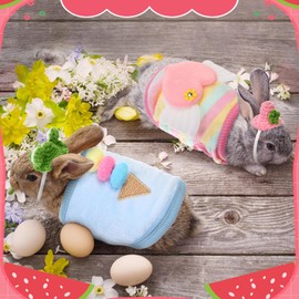 Cosblank 20 Pcs Colorful Guinea Pig Clothes 10 Guinea Pig Outfit 10 Mini Hats with Adjustable Strap Small Animal Warm Cute Vest Clothes Sweater Cozy Hat for Hamster Bunny, Hamster Accessories