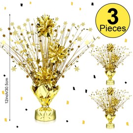 Capoda 3 Pcs Gold Foil Spray Table Centerpieces Birthday Metallic Plastic Decoration Centerpiece Glitter Foil Birthday Party Table Decoration for Birthday Anniversary Home Table Party Supplies Decor