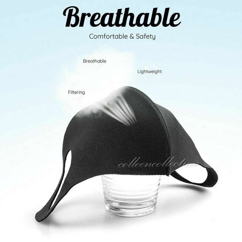 Mask 2x Black Fashion Face Mask Stretch Lightweight Fabric Covering