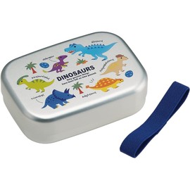 Skater Aluminum Lunch Box for Kids with Lunch Belt, 370ml, Compatible with Thermal Storage, Made in Japan, Dinosaur Picture Book, Dinosaur, for Boys, ALB5NV-A