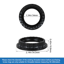 Light Socket Shade Rings for Medium Base E26 Sockets，Threaded Socket Ring，Retaining Rings for Glass Lamp Shades/Light Fixtures (5 Pack Black Color，Thread Diameter)