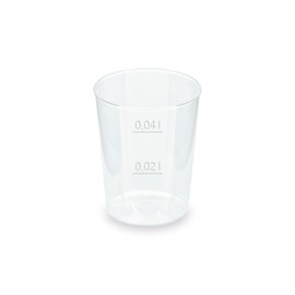 DeinPack 50 Reusable Shot Cups 2 cl / 4 cl Made in Germany | Drinks Cups with Measuring Line | Reusable | Transparent Polypropylene | Push Button 2cl / 4cl | Party Cups