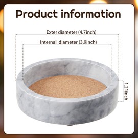 Hoolerry 2 Pieces Marble Wine Bottle Coaster Set Marble Wine Bottle Holder Small Marble Wine Stand with Absorbent Cork for Table Glass Jewelry Key (Black)