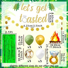 LaVenty Camping Bachelorette Party Decorations Let’s Get Toasted Sign Banner for Cabin Mountain Bridal Shower Engagement Wedding