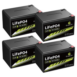 GREENOE 12.8V 7Ah Lithium LiFePO4 Battery - 2000+ Cycles, Lightweight, Built-in BMS, Ideal for Solar Systems, Ride-on Toys, and Home Alarms（4 Pack）