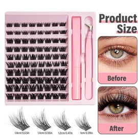 Lash Extension Set, DIY Wimpernverlängerung Kit, 120 Pcs DIY Cluster Wimpern, Wimpern Applikator Wimpernbürste für Anfänger, Wimpernverlängerung Volume Wimpernbüschel Wimpern zu Hause, 8-16 mm