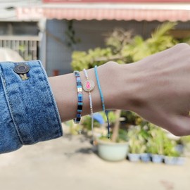 C·QUAN CHI Tila Bead Bracelet Women Strand Bracelet Flat Bead Bracelet Handmade Stack Friendship Bracelet 07I