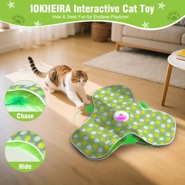 IOKHEIRA Interactive Cat Toy, Touch-Activated, Hidden Feather, Realistic Mouse Squeaking Sound, Perfect Indoor Toy for Bored Adult Cats (Green)