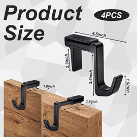 Otoolling 4 Pcs Black Adjustable Cubicle Hooks for 1.8-3.5 in Panels Walls