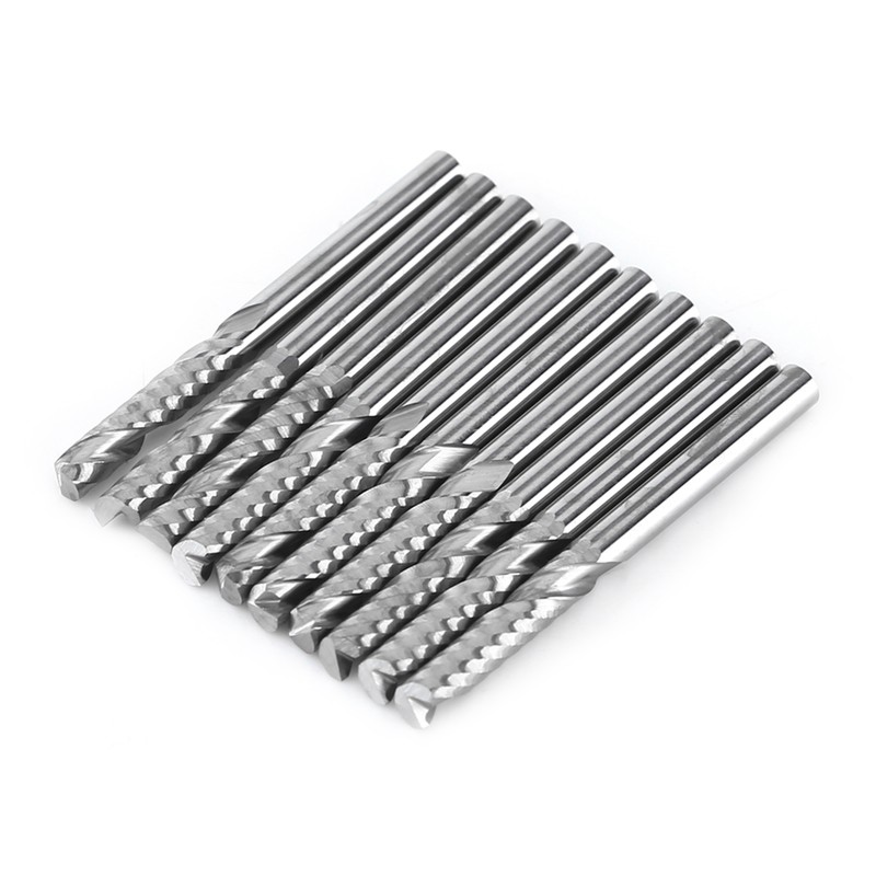 10pcs Tungsten Carbide Spiral End Mills Single Flute Milling Cutter