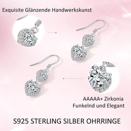 Long Drop Earrings, 925 Silver, Hanging Real Silver, Hanging Statement Zirconia Glitter Earrings for Women, Jewellery in Gift Box, Mum Gift ZHOU LIU FU, Sterling Silver Cubic Zirconia, Cubic Zirconia