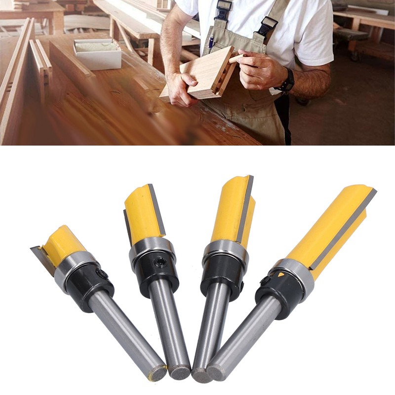 4Pcs Trim Hinge Router Bit Round Silver Yellow 1/4in Shank