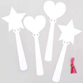 Baker Ross AX106 Princess Wand Craft Kits - Pack of 10, Fairy, Star and Heart Wands for Kids to Make and Play for Dressing Up and Pretending, Blue,Pink,Purple,Red