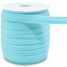 3/8 Inch Herringbone Twill Tape - 25 Yards Polyester Cotton Fabric Trim, 1mm Thick Durable Soft Webbing Strap for Sewing & Garment, Crafting- Flat Double Fold Bias Tape (Baby Blue 029)