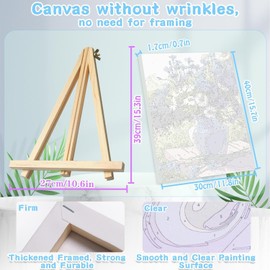 VIGEGU 4 Pack Flower Paint by Numbers kit for Adults Beginner Framed - with Wooden Easel,Flower Vase Paint by Numbers with Frame DIY Adults' Paint-by-Number Kits for Wall Decor12x16inch