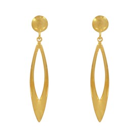 LES POULETTES BIJOUX - Golden Brass Earrings Openwork Leaf Folded, Brass