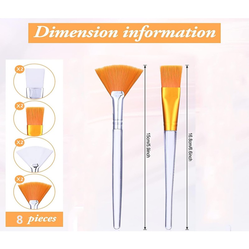 Fan Brushes, 8 Pieces Face Brush, Fan Brush, Mask Brush,