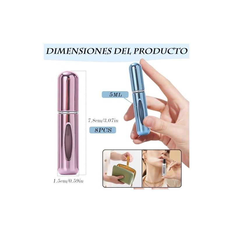 perfumeros de bolsillo rellenables - Juego de 8 Piezas con
