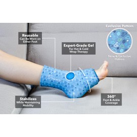 TheraICE Junior Ankle Ice Pack Wrap for Swelling, Reusable for Sprained Ankle Injuries, Cold Therapy Sock Compression, Plantar Fasciitis Relief, Achilles Tendonitis, Sore Feet, Foot & Heel (X-Small)