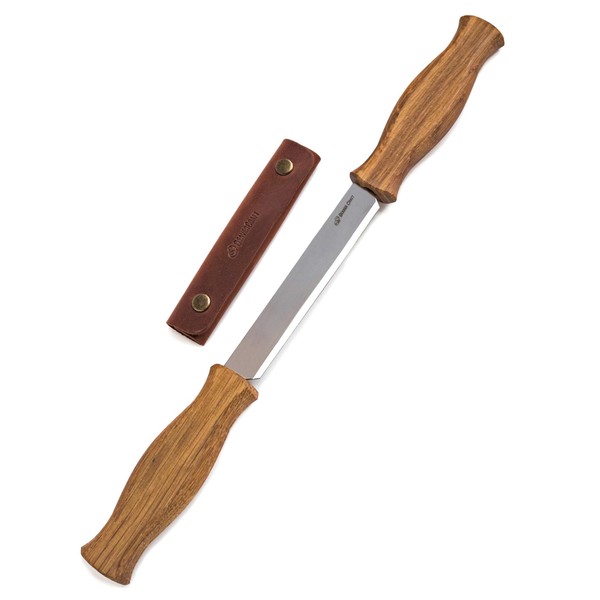 BeaverCraft DK1S-10,9 cm Plane à lame plate Couteau de sculpture sur bois Couteau à raser droit avec gaine en cuir