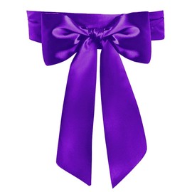 Women Wedding Satin Sash Belt 4'' Wide Double Side Chiffon Sash Bridal Waist Belts, Purple, 4 Inch