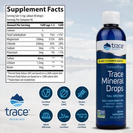 Trace Minerals ConcenTrace Drops | 72+ Minerals, Ionic Liquid Magnesium, Chloride, Potassium | Low Sodium | Energy, Electrolytes, Hydration | 6 Day Supply, 0.5 fl oz (Pack of 1)