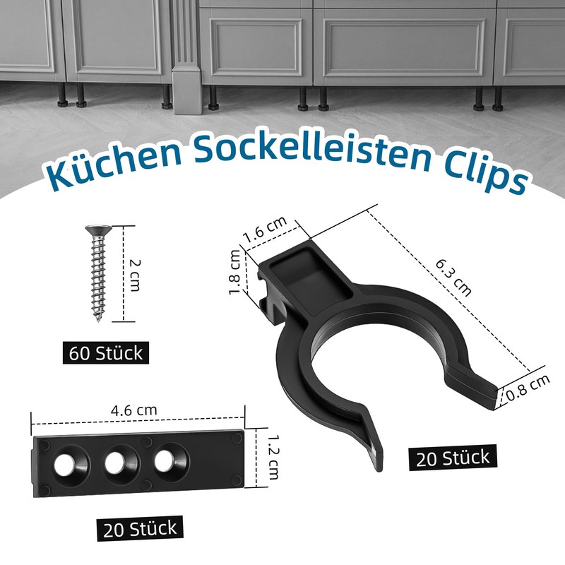 Kitchen Skirting Clips, Pack of 20 Strip Clips for Skirting