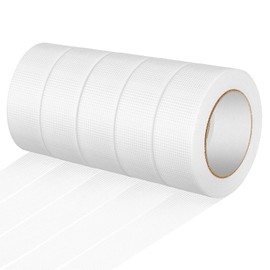 Pushglossy 5 Roll Self Adhesive Fiberglass Drywall Joint Tape 1.8 Inches x 492 ft Heavy Duty Wall Crack and Seam Patch Mesh Tape for Drywall Repair Joining Finishing, White