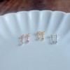 925 Silver Earrings, Gold, 18K Coating, Ultra Small, Rhombic, CZ