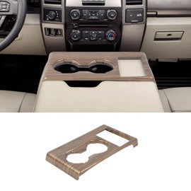 Voodonala for Ford F250 F350 F450 F550 XL XLT Center Console Water Cup Holder Panel Cover Compatible with Ford F250/F350/F450/F550 2017-2022(Wood,ABS,1Pc)
