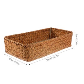 DEARMAMY Woven Cutlery Storage Basket for Kitchen Tabletop Organizer Compact Straw Flatware Holder for Forks Knives Chopsticks and Condiment Jars