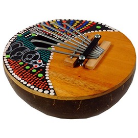 GURU SHOP Musical Instrument Made of Wood, Music Percussion Rhythm Sound Instrument, Handmade from Coconut Kalimba 2, Brown, 5 x 15 x 15 cm, Musical Instruments