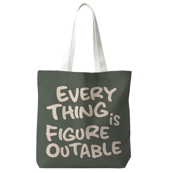 JINYO Everything Is Figureoutable Canvas Tote Bag, Inspirational Motivational Gifts